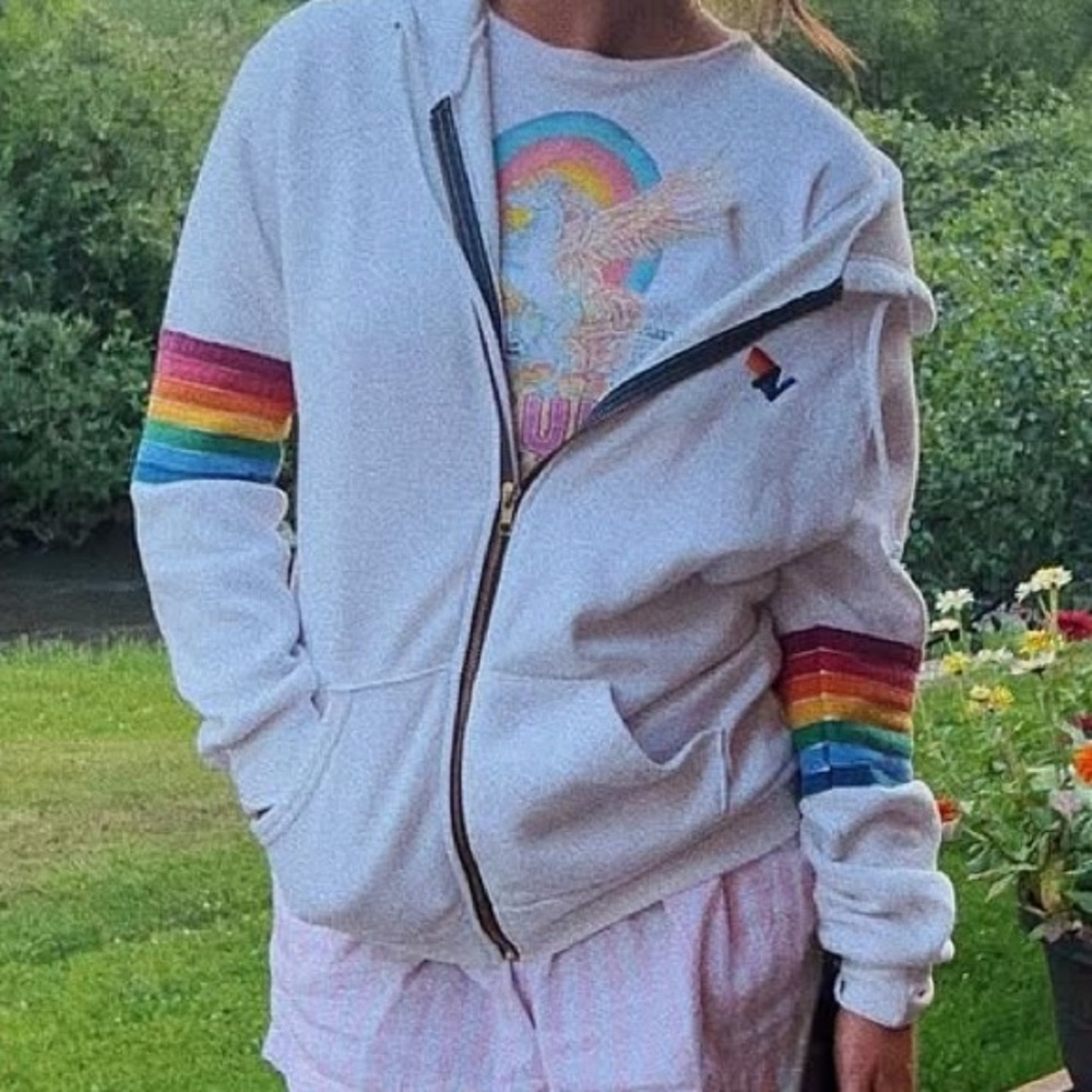 Aviator Nation white zip up hoodie